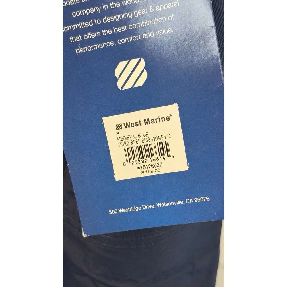 West Marine Third Reef Bib‎ Blue Navy Women's S Boating Fishing Waders NWT New